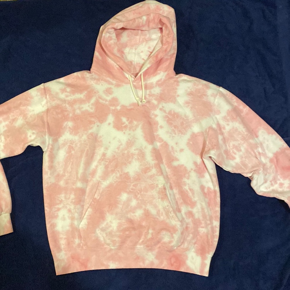 Pink tie-dyed hoodie Medium